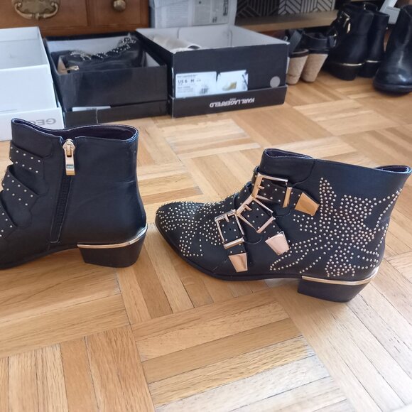 Studded Black leather booties, 37 / 7 NEW - Picture 5 of 7